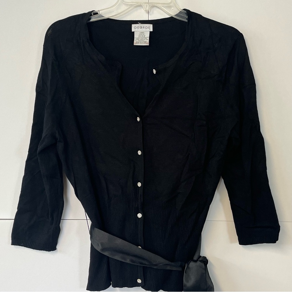 Women’s George Black Button Up Cardigan. Size Ladies Large (12/14).